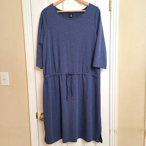 Willi Smith Womens 3/4 Sleeve Shirt Dress Blue Soft Modal Cinched Waist Size 1X